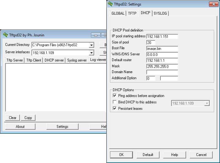 TFTP and DHCP Servers