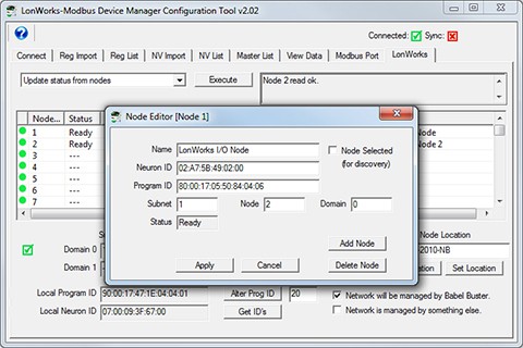 LonWorks to Modbus Configuration Tool