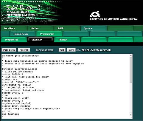 Screen shot from BB3-6101-V3SP Proprietary Protocol to SNMP Gateway