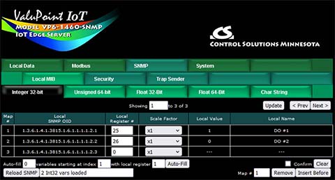 Configuration screen shot from BB3-6101-MQ Modbus IoT Gateway