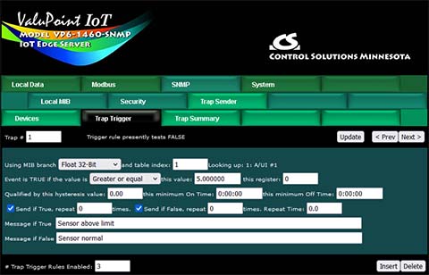 Email message template screen shot from BB3-6101-MQ Modbus IoT Gateway